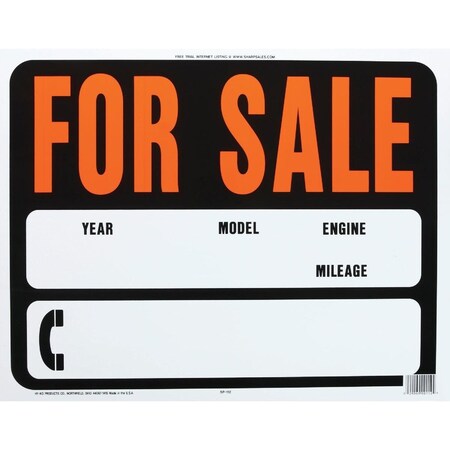 Hy-Ko 15x19 Heavy Gauge Plastic Sign, For Sale SP-112